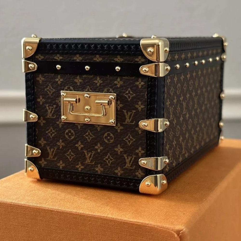 Rare LOUIS VUITTON Macassar LV Monogram Petite Trunk Noir Black Paperweight